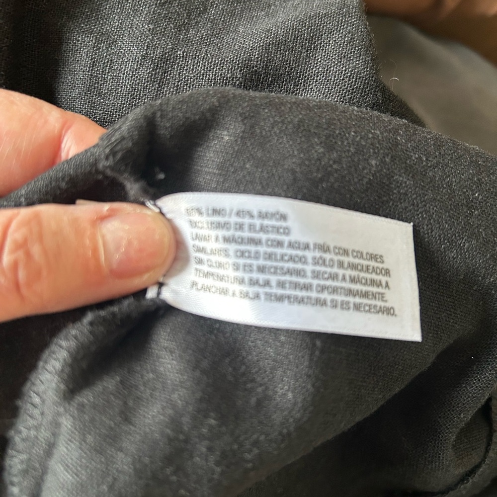 Wild Fable Black Linen Blend Smocked Top Mini Dress - Picture 9 of 9